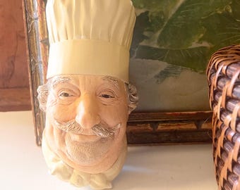 Vintage "Chef" Bosson's England, Chalk Ware Wall Art, Kitchen Decor, 1969