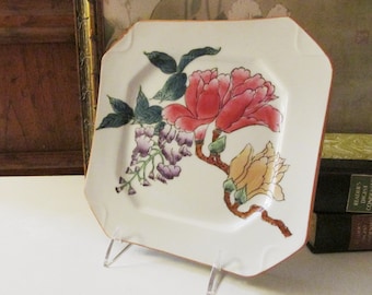 Vintage Nora Fenton Chinoiserie Tray, Floral Decorative Dish, Coffee Table Decor, Valet Tray, Palm Beach Chic