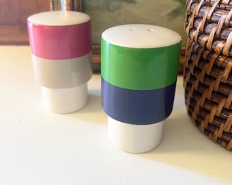 Vintage Kate Spade Salt and Pepper Shakers, "Rainy Street Stripe" Color Block Mod Shakers,