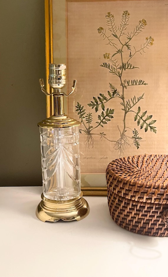 Vintage Waterford "Overture" Crystal and Brass Traditional Accent Lamp