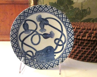 Chinoiserie Chic Blue and White Trinket Tray, Footed Dish, Round Tassel Motif Plate, The Gilded Tassel