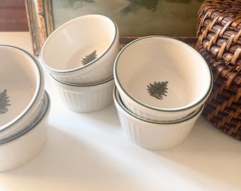 Six England Vintage "Original Christmas Tree” Holiday Ramekins by Cuthbertson, Holiday Baking Dishes