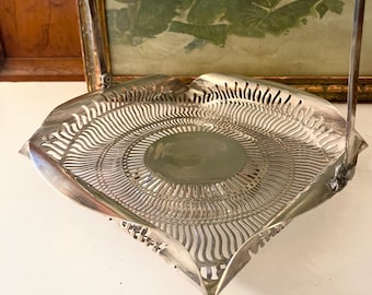 Vintage  "Cake Basket", Handled Footed Centerpiece Bowl, Apollo Sheffield USA, Wedding Decor