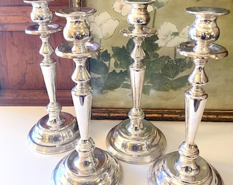 Vintage Silver Candle Holders, Mod Candlesticks, Chic Mantel Decor, Grandmillennial  Decor