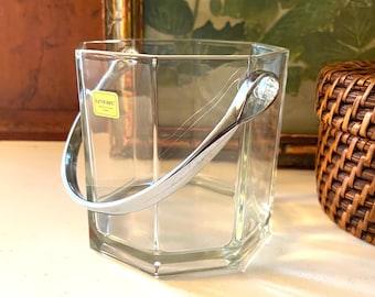 Vintage French Ice Bucket,  "Luminarc "Octime" Pattern, Bar Cart Decor, Hollywood Regency