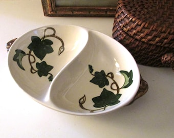 Vintage Poppytrail "California Ivy" Divided Vegetable Bowl, California Pottery, Alfresco Dining