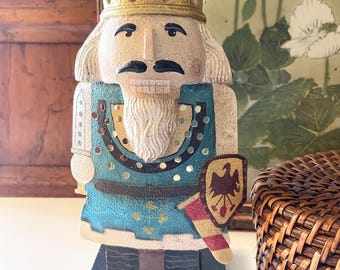 Vintage  Villeroy & Boch Nutcracker Hand Painted Tole Tealight Holder, Christmas Mantel Decor