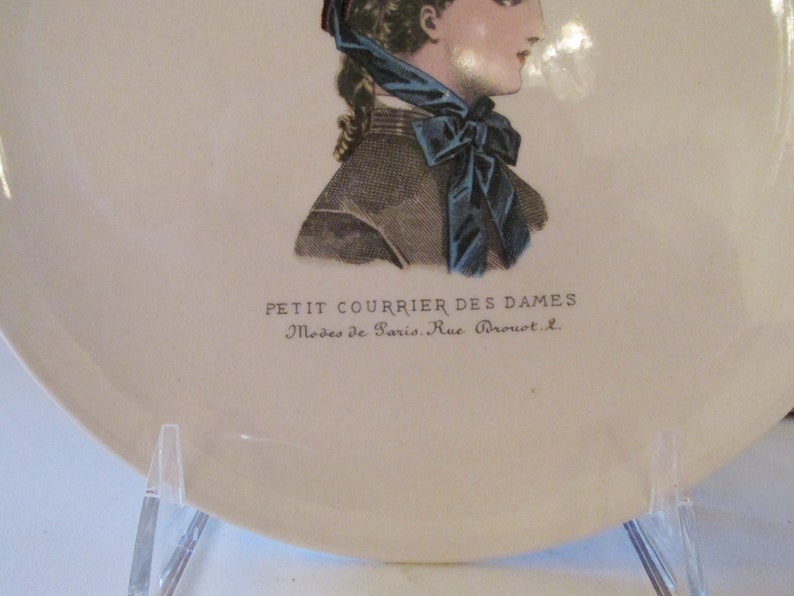 19th Century Fashion Gien France Petit Courrier des Dames Fashion Plate French Fashion Illustration Dessert Plate