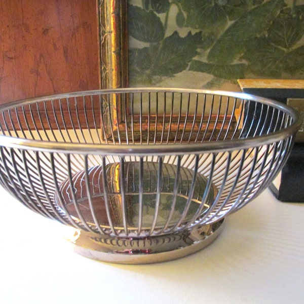 Vintage Gorham Silver Plated Wire Bowl, Bread Basket, Mod Round Bowl, The Gilded Tassel