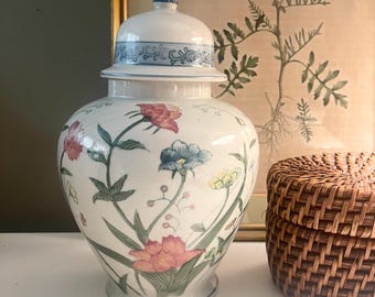Vintage Andrea by Sadek Ginger Jar Vase, Fleurs de Chantilly Floral, Japanese Pottery