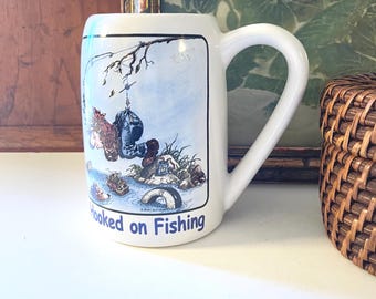Vintage Large Gary Patterson Coffee Mug, Fishing Theme Fish, Father's Day Mug, Humorous Beer Stein, Gift For Fisherman