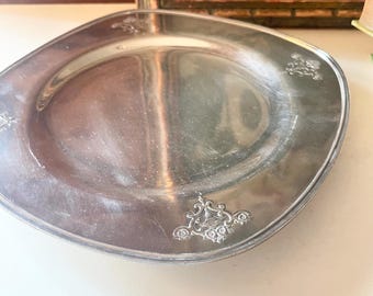 Vintage Wm Rogers & Son Silver Plated Tray, Footed Dessert Plate, Grandmillennial Silver