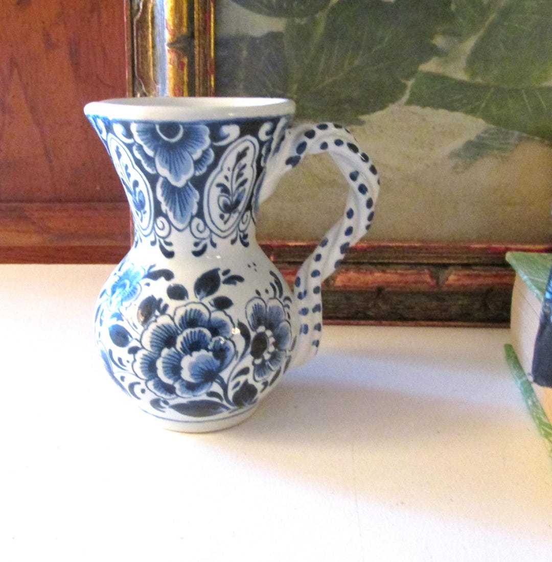 Vintage Small Blue Delft Pitcher, Mini Jar, OUD Holland Delft Mini Jug ...