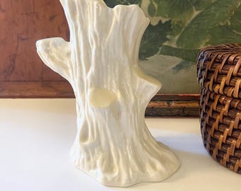Vintage Belleek Ireland Vase, Irish Tree Trunk Vase, Vintage Gift, Porcelain Vase, Mother's Day Gift, Iridescent Pearl Glaze