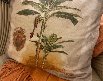 Palm Tree Pillow Cover, British Colonial Decor, New With Tags, 18" x 18" Pillow Cover, Palm Beach Chic,