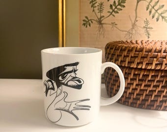 1983 Al Hirschfeld Mug, Sammy Davis Jr, African American Celebrity Caricature Mug