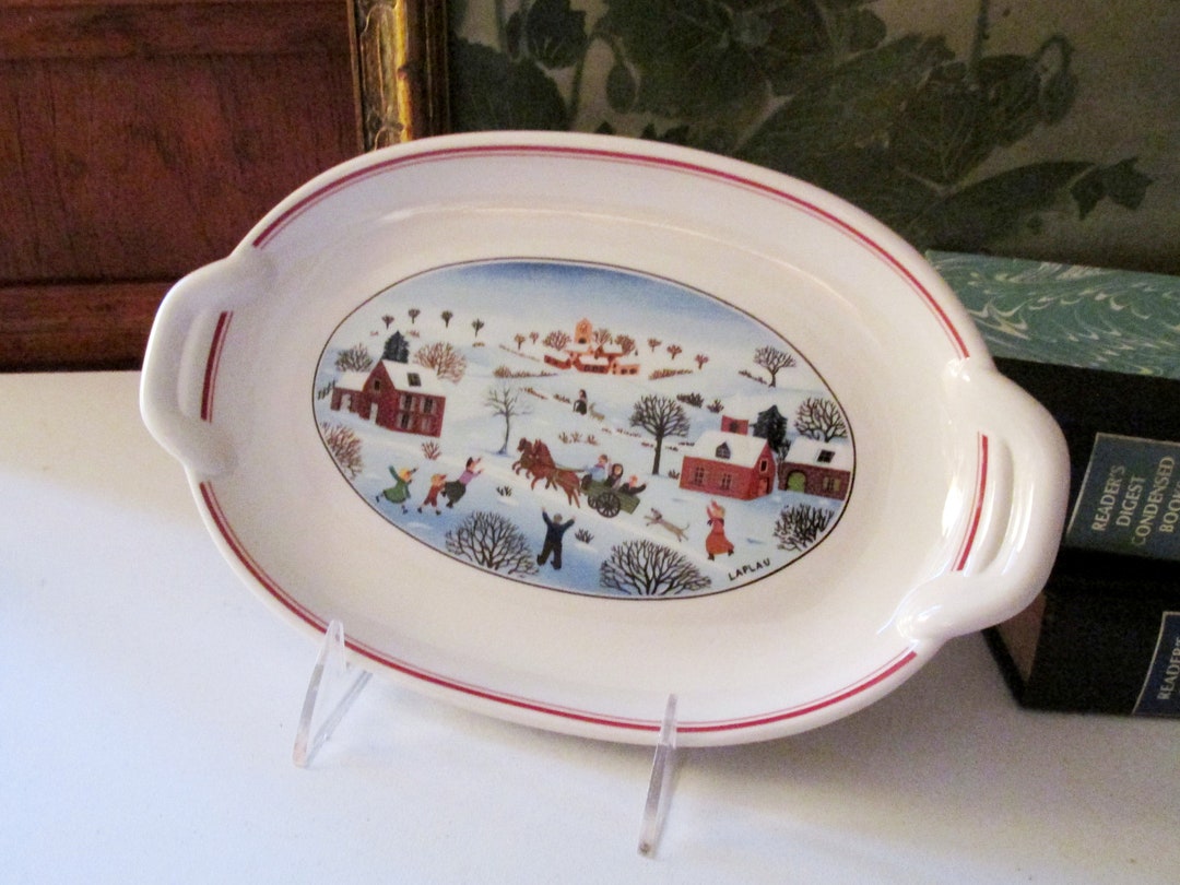 Villeroy & Boch Naif Christmas Relish Dish, Handled Tray, Folk Art