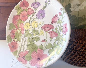 Vintage Ernestine Salerno "Amaryllis" Italy Plate, Palm Beach Chic Decor, Grandmillennial, Hand Painted Floral Plate, Flower Power China