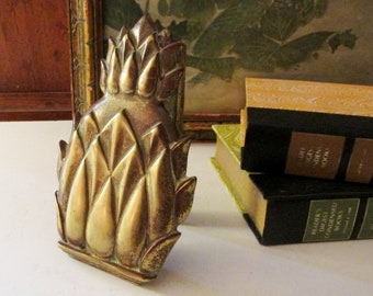 Vintage VA Metalcrafters Pineapple Door Knocker, Rustic Brass, Williamsburg, Chinoiserie, Traditonal Decor, Brass Decor