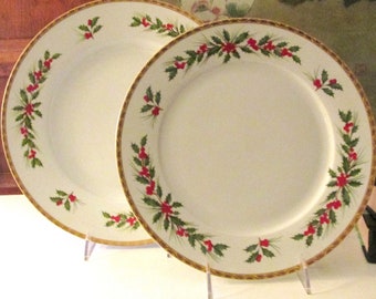 Vintage  "Festive Holly" By Gorham Dinner Plate,  Round Platter, Christmas Holiday China, Christmas Holly Dinnerware, Sold Separately