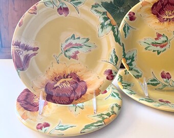 Vintage Set of Four April Cornell Salad Plates, Wall Decor