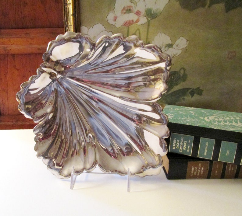 Silver Plated Tray Coffee Table Decor Fisher Silversmiths Leaf Tray Vintage Leaf Tray Decorative Autumn Leaf Dish