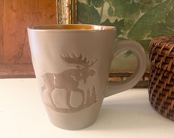 Vintage Large Bob Timberlake Coffee Mug, Moose Pattern, Father's Day Mug, , Gift For Hunter, Cabin Decor