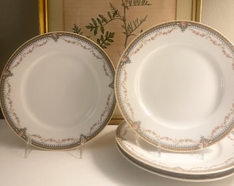 Vintage Haviland Limoges France Salad Plates, Neoclassical China, Set of Four