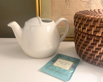 Vintage Hall USA White Ceramic Teapot, Restaurant Ware Single Serve Pot