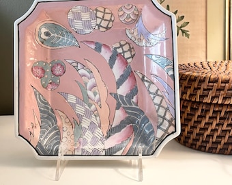 Vintage Palm Beach Chic Tray, Dynasty, Macau Hand Painted Catchall