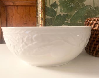 Vintage England Franciscan "Country Fayre" Embossed Serving Bowl, White Ironstone