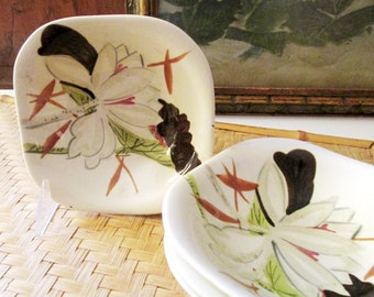 Four Vintage Red Wing Fruit Bowls, "Lotus Bronze" 1940's Bowls, Hollywood Regency