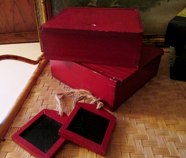 Tags Wine Label Set of Six Chalkboard Napkin Rings Etc Red Wood Box Set of Chalkboard Tags Pottery Barn