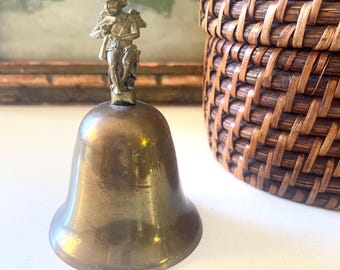 Vintage Brass Cherub Dinner Bell, Golden Angel Bell, Christmas Decor