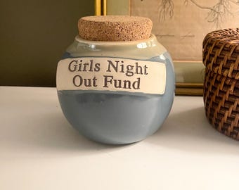 Vintage Tumbleweed Pottery Jar, Girls Night Out Fund, Cork Top