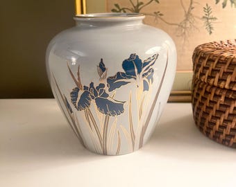 Vintage 1980's Otagiri Japan "Royal Iris Vase, Grandmillennial, Vintage Gift, Traditional Decor