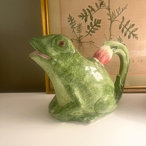 Vintage Italian Majolica Style Frog Pitcher,  Palm Beach Chic, San Marco, Italy