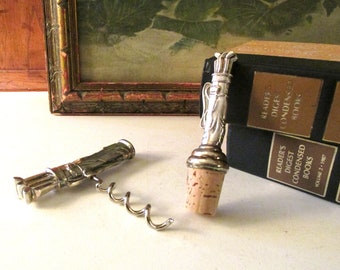 International Silver Company Golf Cork Screw and Stopper, Father's Day Gift, Bar Cart Decor, Gift For Golfer