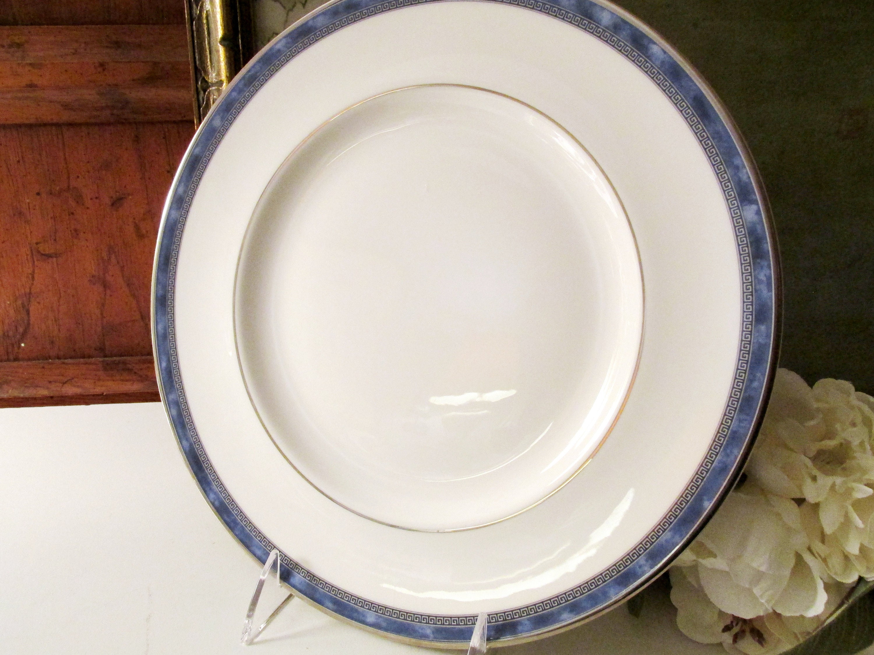 Royal Doulton Atlanta Dinner Plate Greek Key Blue and White Etsy