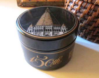 Vintage Tiffany & Co. New York Life Trinket Box, Black Porcelain 150th Souvenir Box, 1995