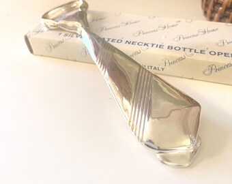 Vintage Italian Made Bottle Opener, Princess House Silver Plated Necktie Bottle Opener, NOS, Barware, Father's Day Gift, Original Box