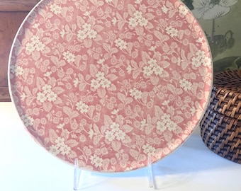 Vintage England Barker Bros. Ltd Pink Chintzware Cake Plate, "Meadow" Pattern, Round Dessert or Cheese Serving Plate, Cottage Core