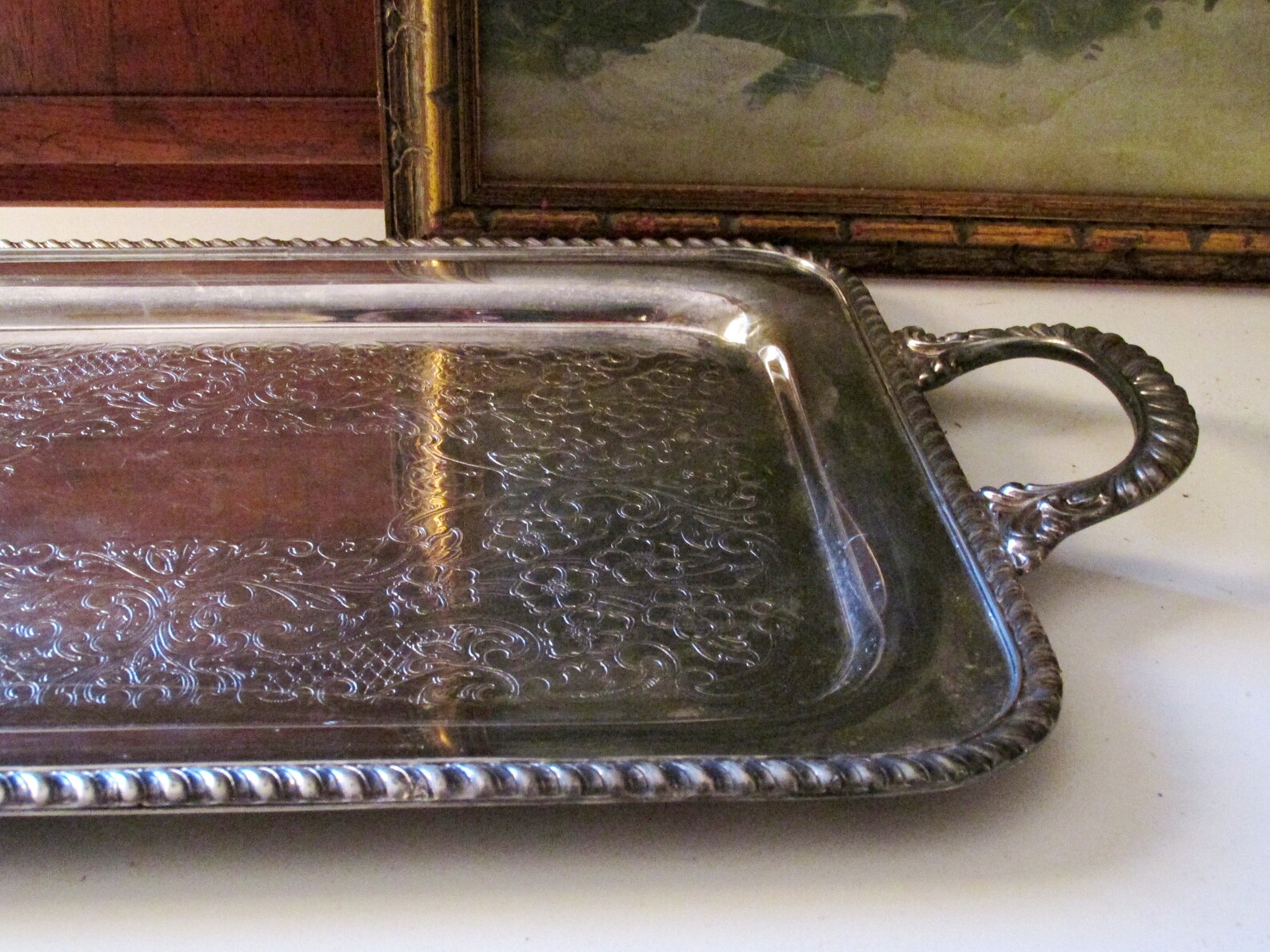 Vintage Silver Butler Tray Small Silver on Copper Tray Tea Etsy