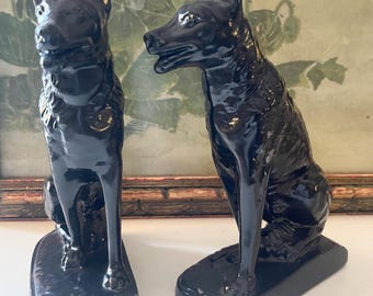 Vintage German Shepherd Bookends, Black Cast Metal, Bookcase Decor, Library Decor, Gift For Dog Lover
