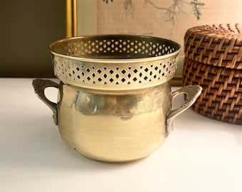 Vintage Brass Planter, Wine Cooler, Boho Cachepot