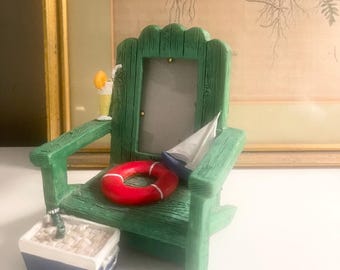 Two's Company Beach Adirondack Chair Portrait Frame, Nautical Beach Gift