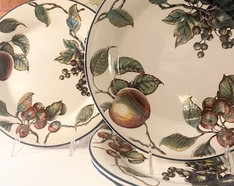 Four Vintage England "Macintosh" Dinner Plates, English Country Kitchen, Apples, Pears, Cherries, Farmhouse Kitchen