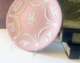 Vintage Wedgwood Pink Jasperware Classic Plate, Cherub Motif, Holiday Christmas Gift, Neoclassical Decor, Cottage Core