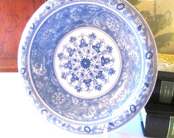 Vintage Blue Chinoiserie Dish, Andrea By Sadek, Japanese Shallow Bowl, Oriental Decor