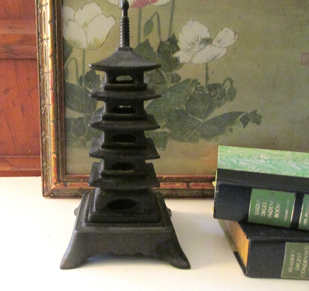 Vintage Japanese Cast Iron Pagoda Incense Burner Chinoiserie Etsy